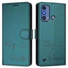 For ZTE Blade A53 Pro Smile Embossing RFID Leather Phone Case(Peacock Green) - 2
