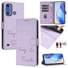 For ZTE Blade A53 Pro Smile Embossing RFID Leather Phone Case(Light Purple) - 1