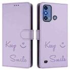 For ZTE Blade A53 Pro Smile Embossing RFID Leather Phone Case(Light Purple) - 2