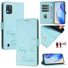 For ZTE Blade A52 Lite Smile Embossing RFID Leather Phone Case(Mint Green) - 1