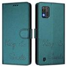 For ZTE Blade A52 Lite Smile Embossing RFID Leather Phone Case(Peacock Green) - 2