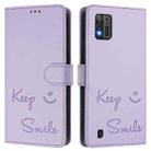 For ZTE Blade A52 Lite Smile Embossing RFID Leather Phone Case(Light Purple) - 2