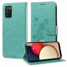 For Samsung Galaxy A03s 166mm EU Embossed Butterfly Flowers Leather Phone Case(Green) - 1