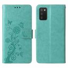 For Samsung Galaxy A03s 166mm EU Embossed Butterfly Flowers Leather Phone Case(Green) - 3