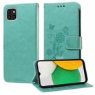 For Samsung Galaxy A03 164mm Global Embossed Butterfly Flowers Leather Phone Case(Green) - 1