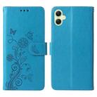 For Samsung Galaxy A05 Embossed Butterfly Flowers Leather Phone Case(Blue) - 3