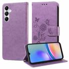 For Samsung Galaxy A05s Embossed Butterfly Flowers Leather Phone Case(Purple) - 1