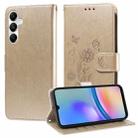 For Samsung Galaxy A05s Embossed Butterfly Flowers Leather Phone Case(Gold) - 1