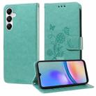 For Samsung Galaxy A05s Embossed Butterfly Flowers Leather Phone Case(Green) - 1