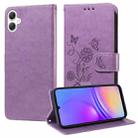 For Samsung Galaxy A06 Embossed Butterfly Flowers Leather Phone Case(Purple) - 1