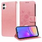 For Samsung Galaxy A06 Embossed Butterfly Flowers Leather Phone Case(Rose Gold) - 1