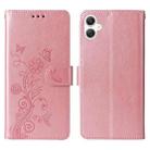 For Samsung Galaxy A06 Embossed Butterfly Flowers Leather Phone Case(Rose Gold) - 3