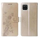 For Samsung Galaxy A12 4G / 5G Embossed Butterfly Flowers Leather Phone Case(Gold) - 3
