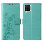For Samsung Galaxy A12 4G / 5G Embossed Butterfly Flowers Leather Phone Case(Green) - 3