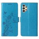 For Samsung Galaxy A13 4G / 5G Embossed Butterfly Flowers Leather Phone Case(Blue) - 3
