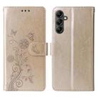 For Samsung Galaxy A14 4G / 5G Embossed Butterfly Flowers Leather Phone Case(Gold) - 3