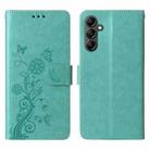 For Samsung Galaxy A14 4G / 5G Embossed Butterfly Flowers Leather Phone Case(Green) - 3