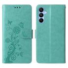 For Samsung Galaxy A15 4G / 5G Embossed Butterfly Flowers Leather Phone Case(Green) - 3