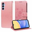 For Samsung Galaxy A15 4G / 5G Embossed Butterfly Flowers Leather Phone Case(Rose Gold) - 1