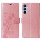 For Samsung Galaxy A15 4G / 5G Embossed Butterfly Flowers Leather Phone Case(Rose Gold) - 3