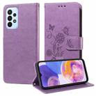 For Samsung Galaxy A23 4G / 5G Embossed Butterfly Flowers Leather Phone Case(Purple) - 1
