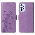 For Samsung Galaxy A23 4G / 5G Embossed Butterfly Flowers Leather Phone Case(Purple) - 3