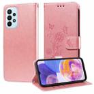 For Samsung Galaxy A23 4G / 5G Embossed Butterfly Flowers Leather Phone Case(Rose Gold) - 1