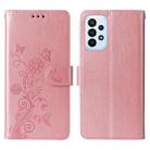 For Samsung Galaxy A23 4G / 5G Embossed Butterfly Flowers Leather Phone Case(Rose Gold) - 3