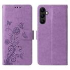 For Samsung Galaxy A24 5G Embossed Butterfly Flowers Leather Phone Case(Purple) - 3