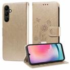For Samsung Galaxy A24 5G Embossed Butterfly Flowers Leather Phone Case(Gold) - 1
