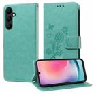 For Samsung Galaxy A24 5G Embossed Butterfly Flowers Leather Phone Case(Green) - 1