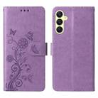 For Samsung Galaxy A25 5G Global Embossed Butterfly Flowers Leather Phone Case(Purple) - 3
