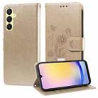 For Samsung Galaxy A25 5G Global Embossed Butterfly Flowers Leather Phone Case(Gold) - 1