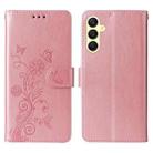 For Samsung Galaxy A25 5G Global Embossed Butterfly Flowers Leather Phone Case(Rose Gold) - 3