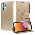 For Samsung Galaxy A32 4G Embossed Butterfly Flowers Leather Phone Case(Gold) - 1
