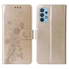 For Samsung Galaxy A32 4G Embossed Butterfly Flowers Leather Phone Case(Gold) - 3