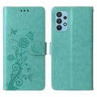 For Samsung Galaxy A32 4G Embossed Butterfly Flowers Leather Phone Case(Green) - 3