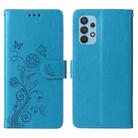 For Samsung Galaxy A32 4G Embossed Butterfly Flowers Leather Phone Case(Blue) - 3