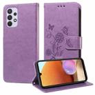 For Samsung Galaxy A32 5G Embossed Butterfly Flowers Leather Phone Case(Purple) - 1