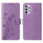 For Samsung Galaxy A32 5G Embossed Butterfly Flowers Leather Phone Case(Purple) - 3