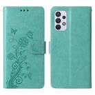 For Samsung Galaxy A32 5G Embossed Butterfly Flowers Leather Phone Case(Green) - 3