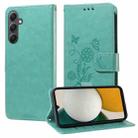 For Samsung Galaxy A34 5G Embossed Butterfly Flowers Leather Phone Case(Green) - 1