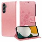 For Samsung Galaxy A34 5G Embossed Butterfly Flowers Leather Phone Case(Rose Gold) - 1