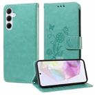 For Samsung Galaxy A35 5G Embossed Butterfly Flowers Leather Phone Case(Green) - 1