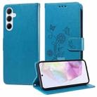 For Samsung Galaxy A35 5G Embossed Butterfly Flowers Leather Phone Case(Blue) - 1