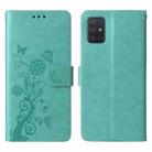 For Samsung Galaxy A51 4G Embossed Butterfly Flowers Leather Phone Case(Green) - 3