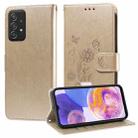 For Samsung Galaxy A52 4G / 5G Embossed Butterfly Flowers Leather Phone Case(Gold) - 1