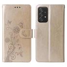 For Samsung Galaxy A52 4G / 5G Embossed Butterfly Flowers Leather Phone Case(Gold) - 3