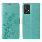 For Samsung Galaxy A52 4G / 5G Embossed Butterfly Flowers Leather Phone Case(Green) - 3