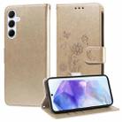 For Samsung Galaxy A55 5G Embossed Butterfly Flowers Leather Phone Case(Gold) - 1